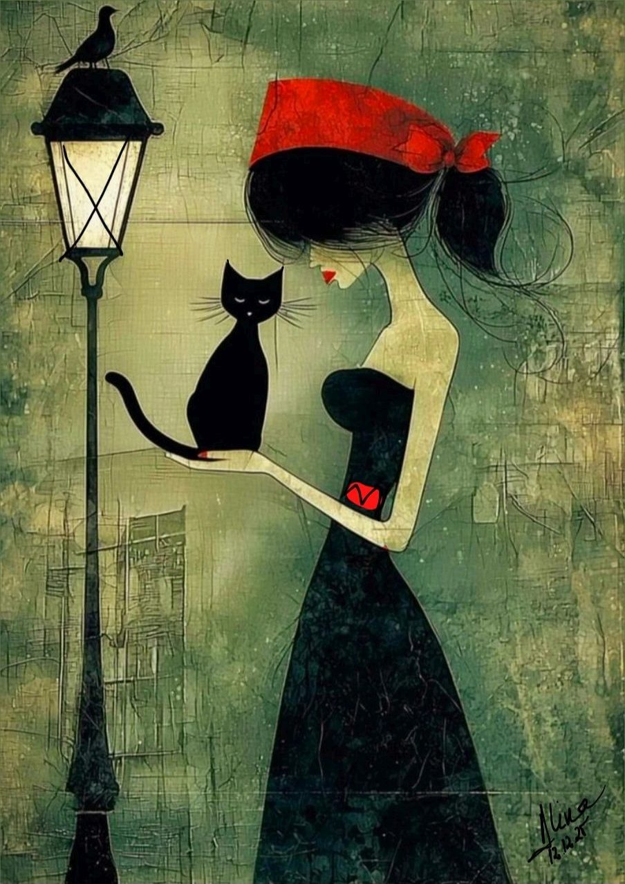 ArteDiAlina.com painting: The Cat saw everything